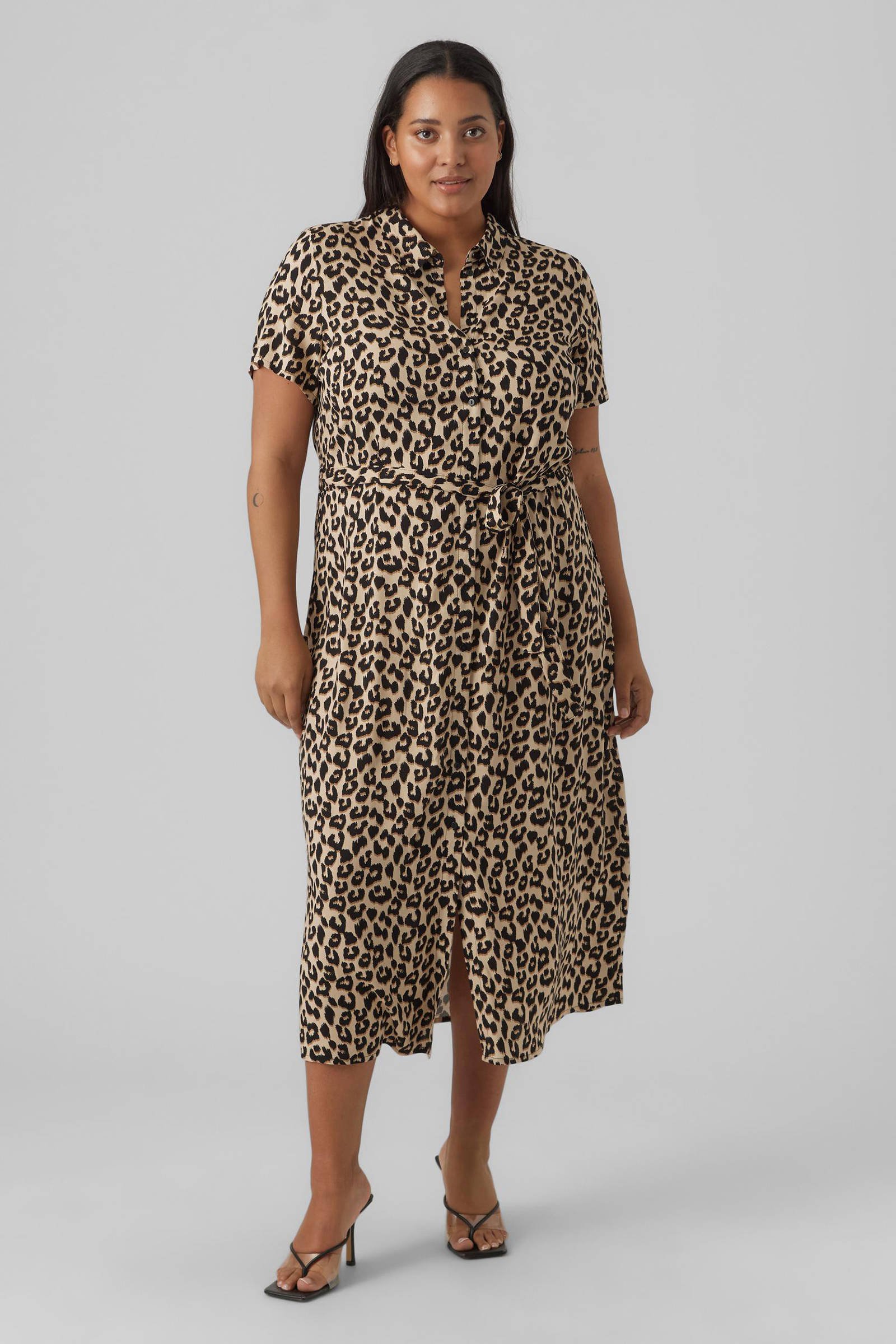 VERO MODA CURVE blousejurk VMEASY met panterprint en ceintuur