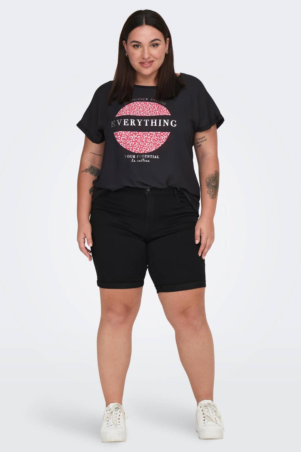 ONLY CARMAKOMA skinny denim short CARTHUNDER zwart