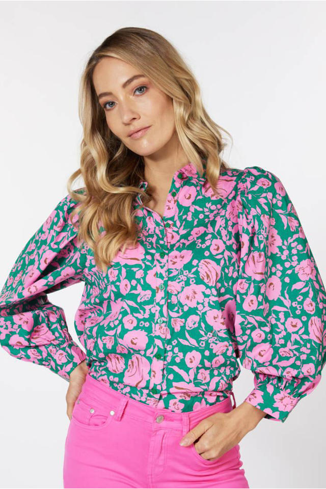 optioneel NieuwZeeland Maak avondeten Esqualo gebloemde blouse groen/roze | wehkamp