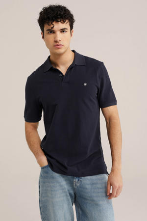 slim polo donkerblauw