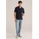WE Fashion slim polo donkerblauw