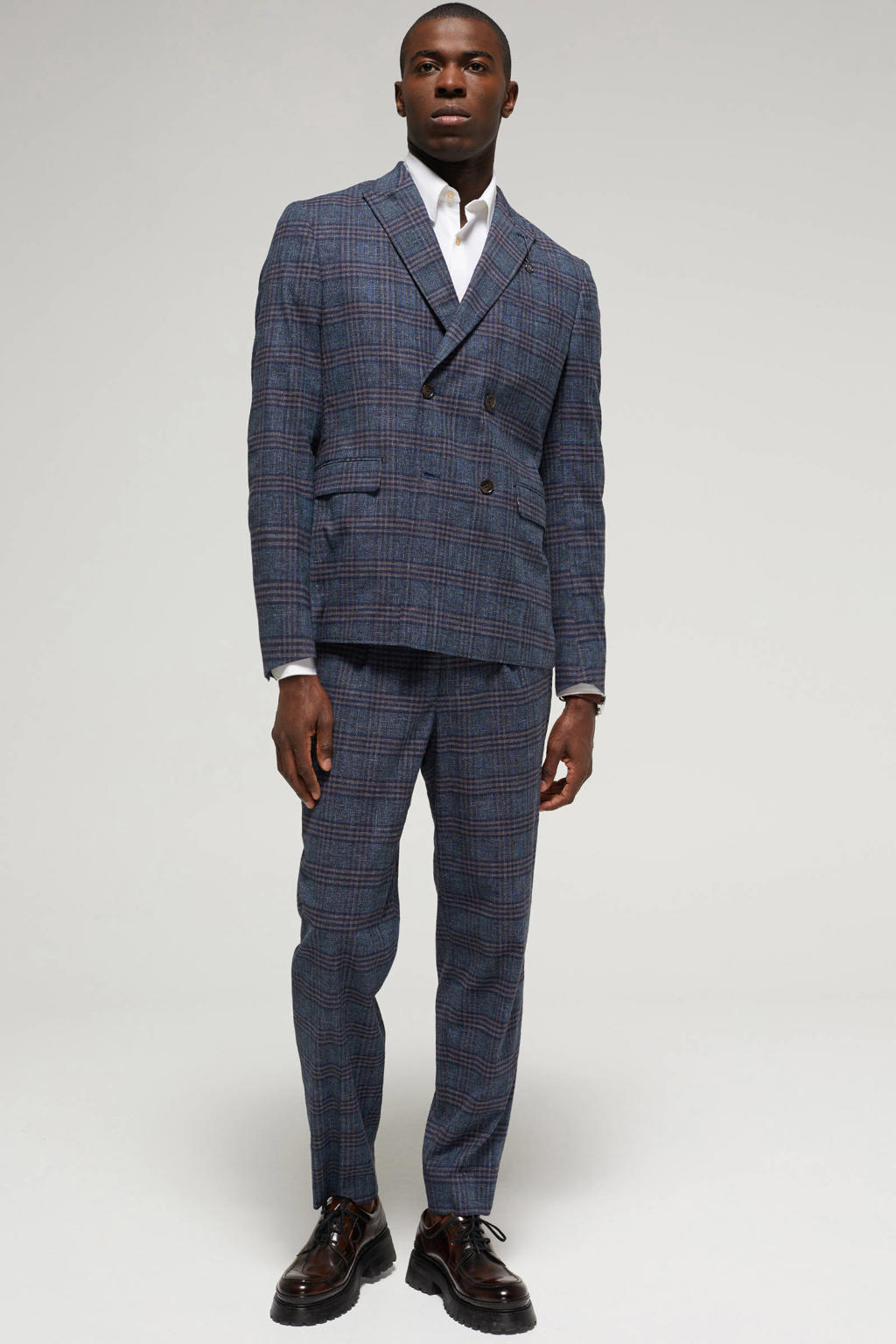 Lüks 3 parça Suit erkek Suit son ceket tasarım blazer moda ekose düğün elbisesi