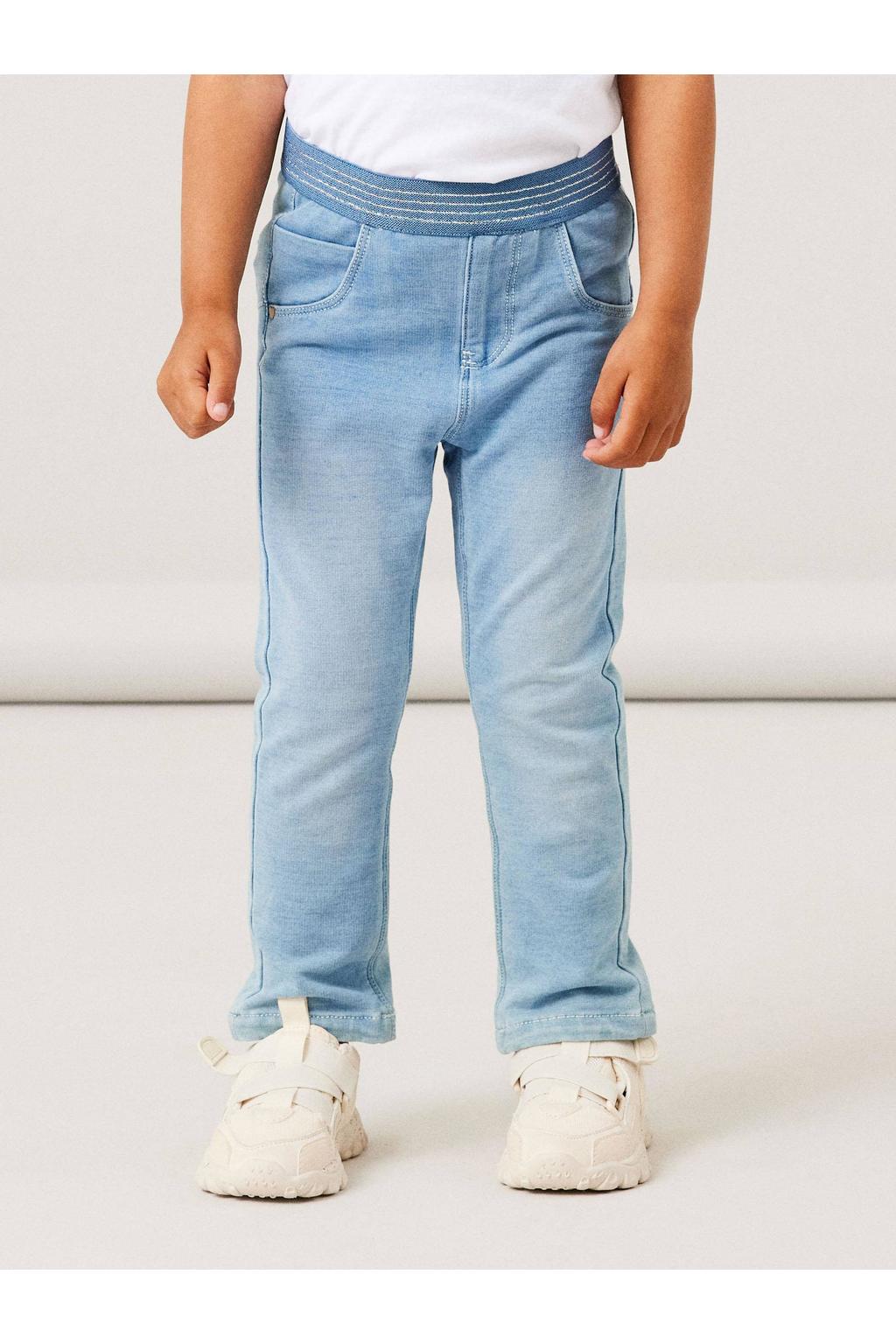 Light blue denim meisjes NAME IT MINI slim fit jeans van jog denim met regular waist en elastische tailleband