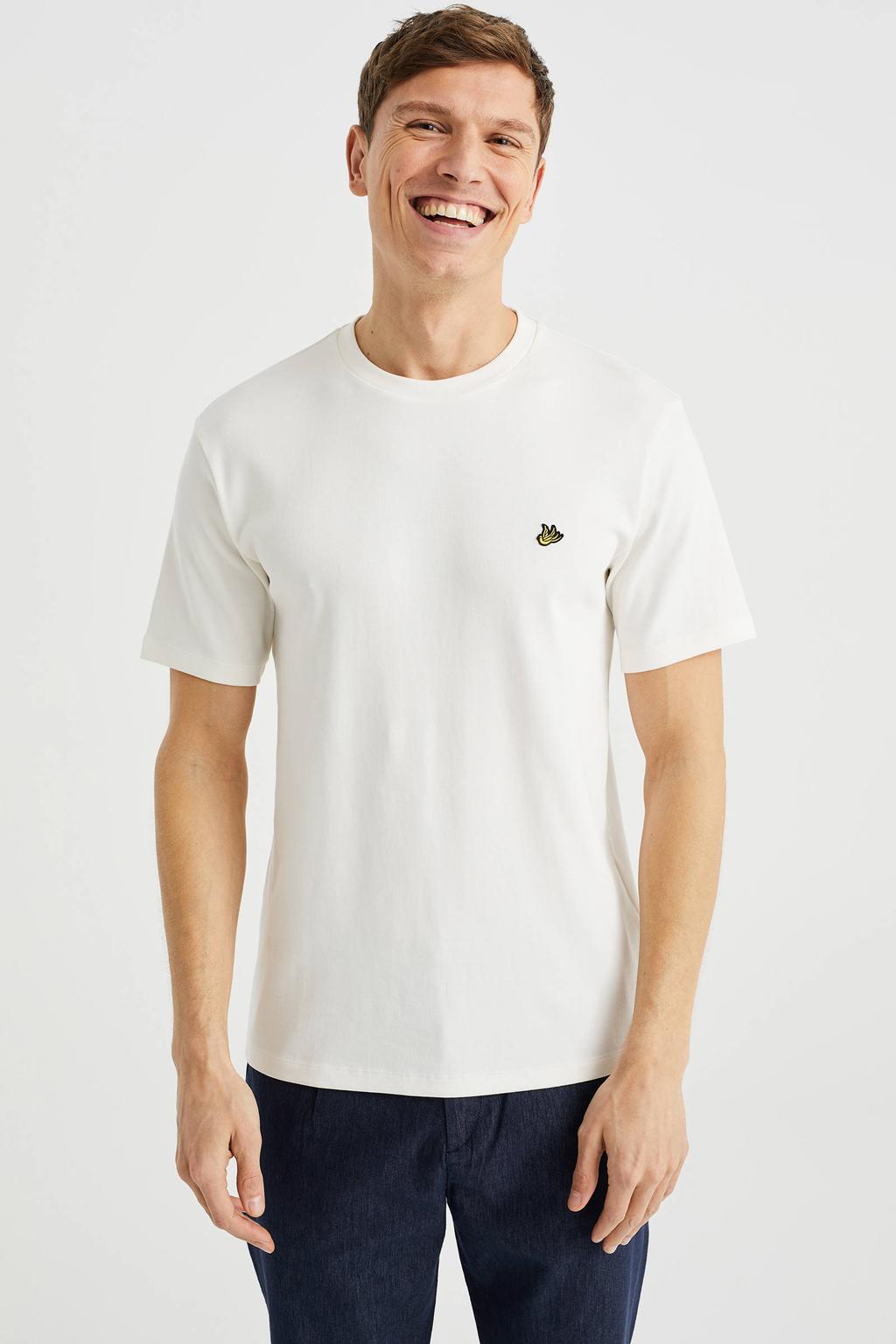 Witte heren WE Fashion slim fit T-shirt van katoen met korte mouwen en ronde hals