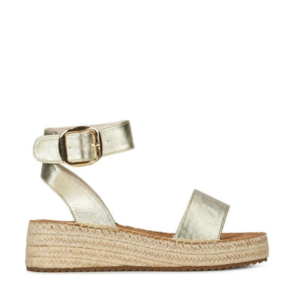 Gouden dames POSH by Poelman Dyna espadrilles van imitatieleer met sleehak