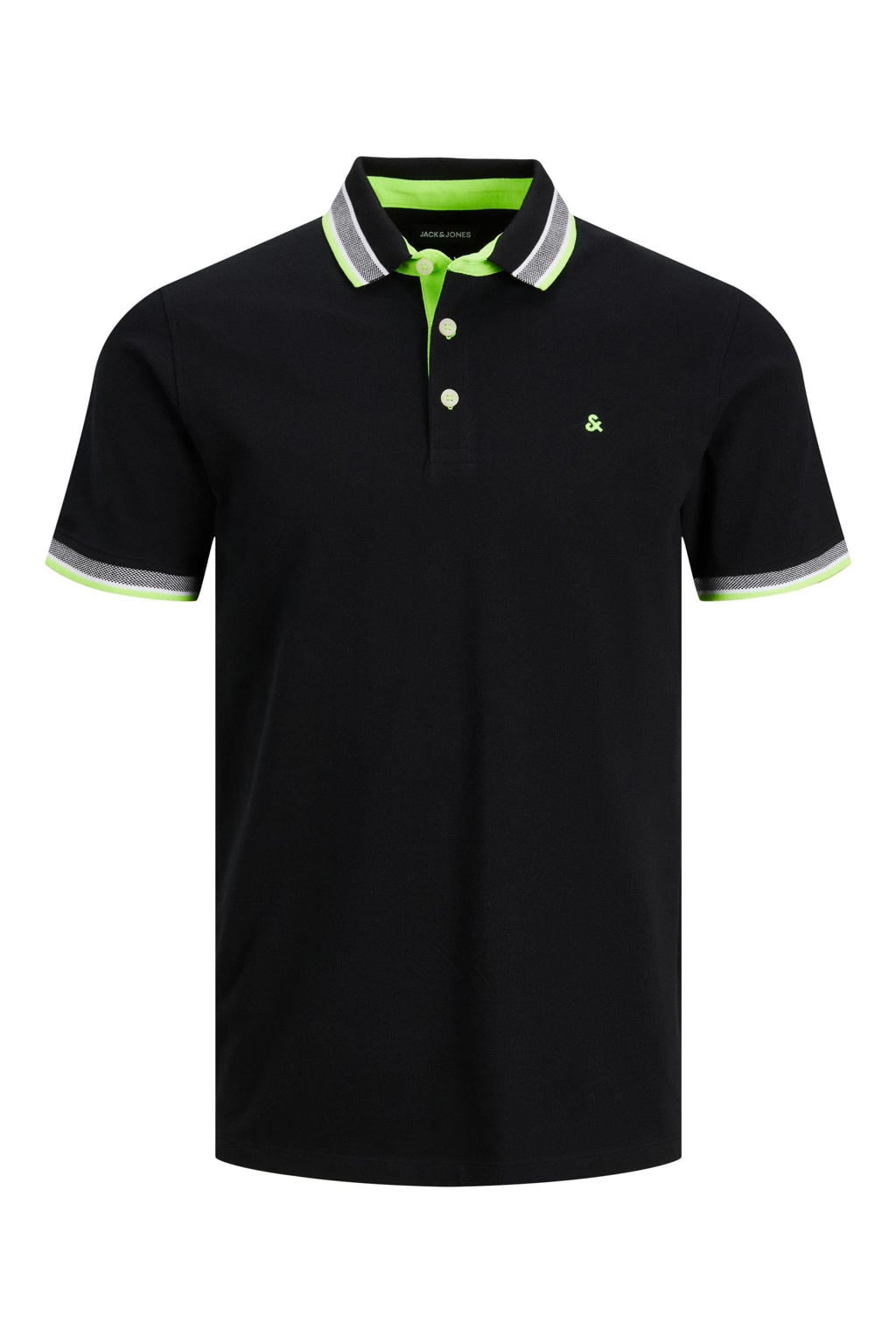 Zwarte heren JACK & JONES PLUS SIZE regular fit polo Plus Size van biologisch katoen met korte mouwen