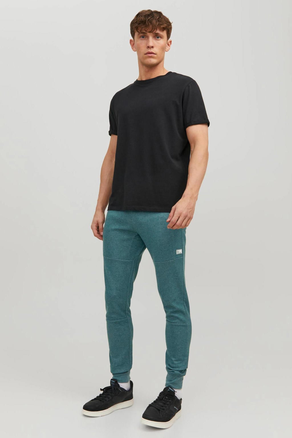 JACK & JONES PANTS STUDIO gemêleerde slim fit joggingbroek JPSTWILL deep teal