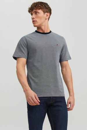 regular fit T-shirt JPRBLUWIN met logo grijsblauw