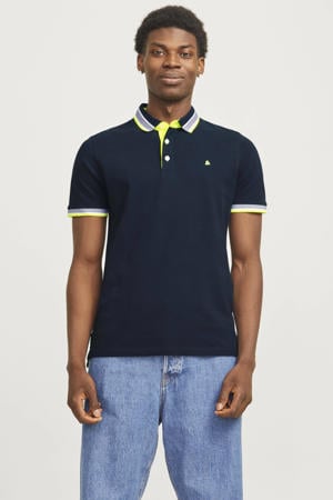 slim fit polo JJEPAULOS van katoen dark navy