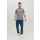 JACK & JONES ESSENTIALS gemeleerde slim fit polo JJEPAULOS van katoen navy blazer/oranje