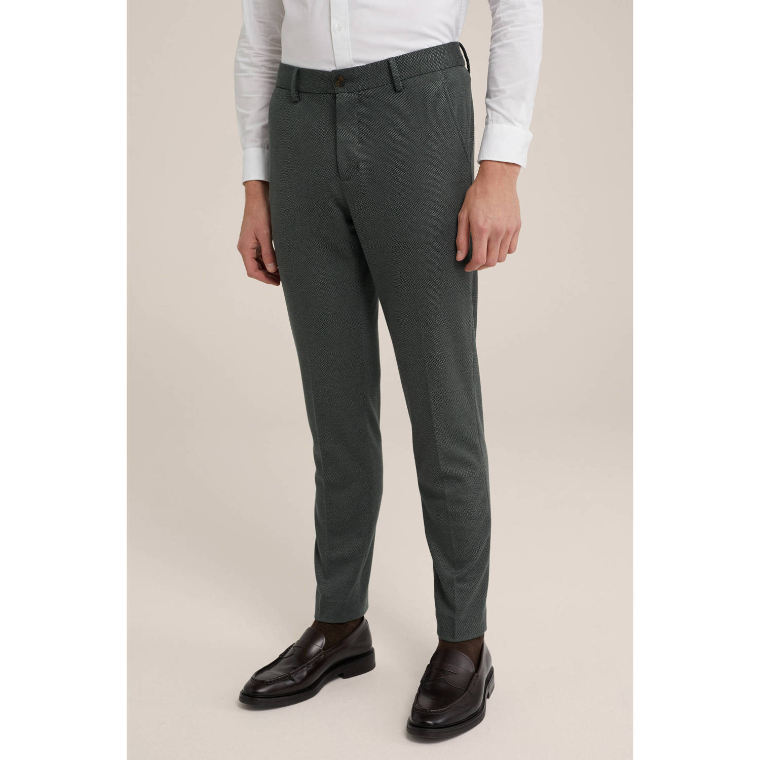 WE Fashion gemêleerde slim fit pantalon grijs