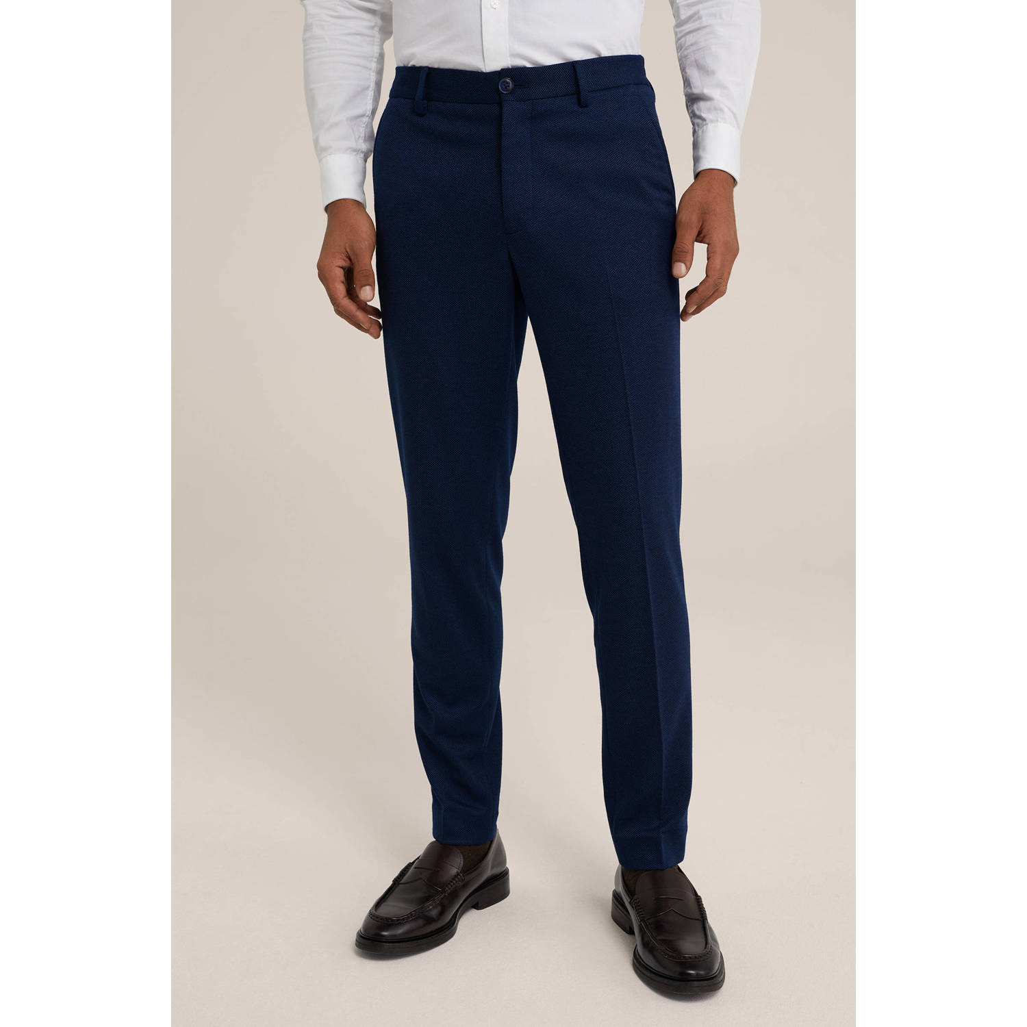 WE Fashion slim fit pantalon met all over print heavy blue