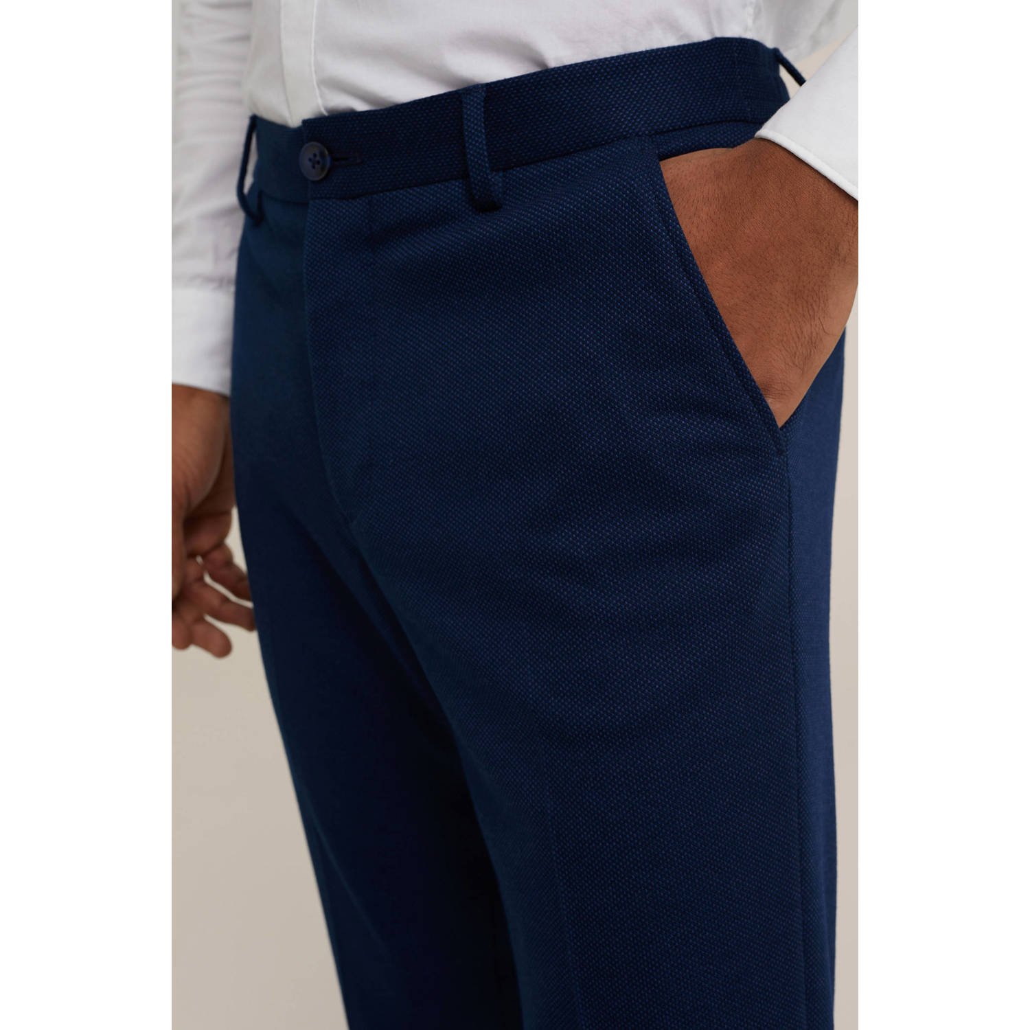 WE Fashion slim fit pantalon met all over print heavy blue