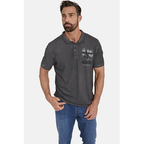 Jan Vanderstorm +FIT Collectie regular fit polo ALSING Plus Size donkergrijs afbeelding