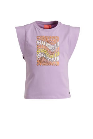 T-shirt met tekstopdruk lila