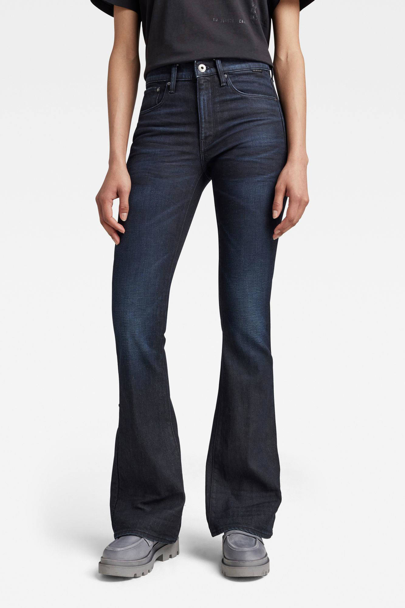 G-Star RAW 3301 high waist flared jeans met biologisch katoen dark blue  denim | wehkamp