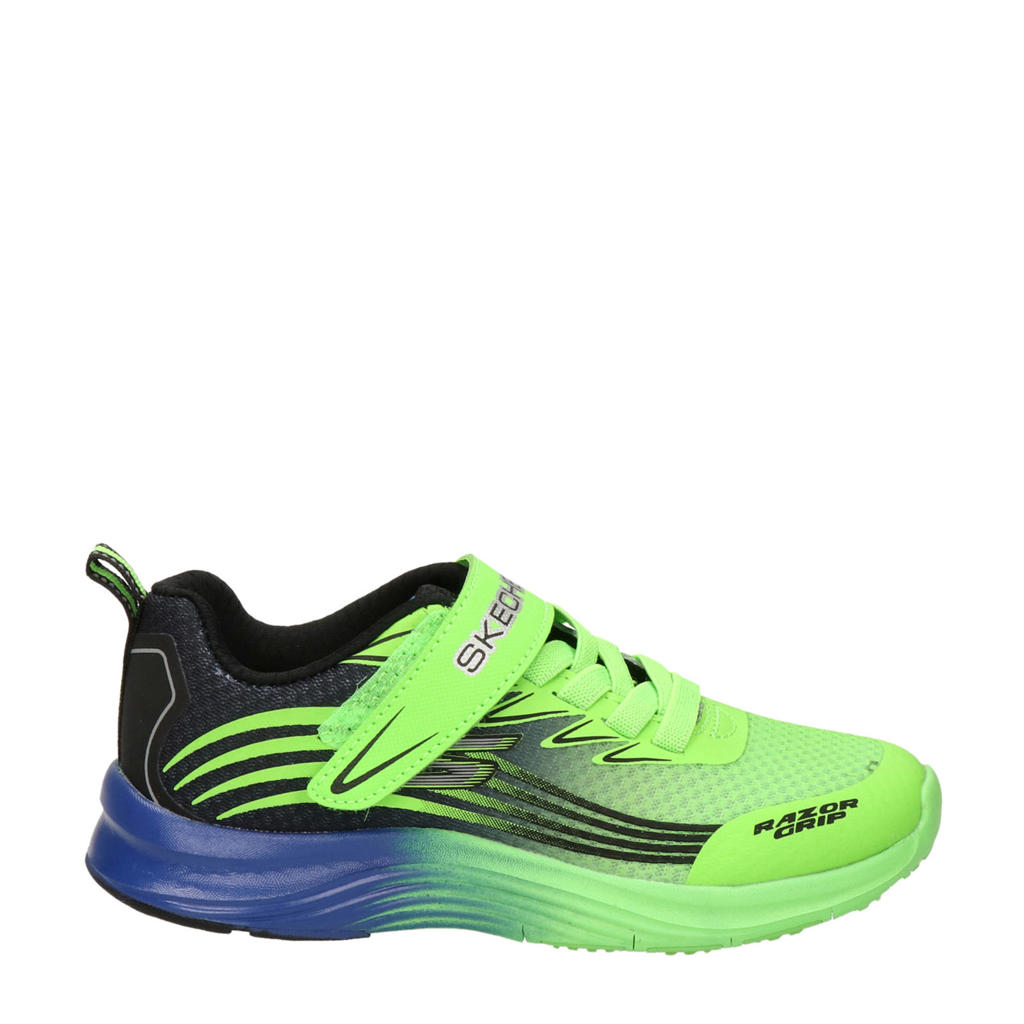 Groene jongens Skechers sneakers van nylon met elastische veter- met klittenbandsluiting