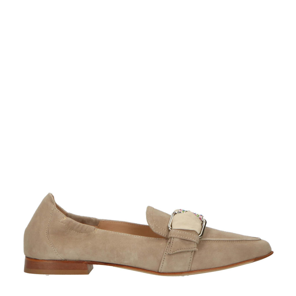 Taupe dames Maripe Giovesac suède loafers 