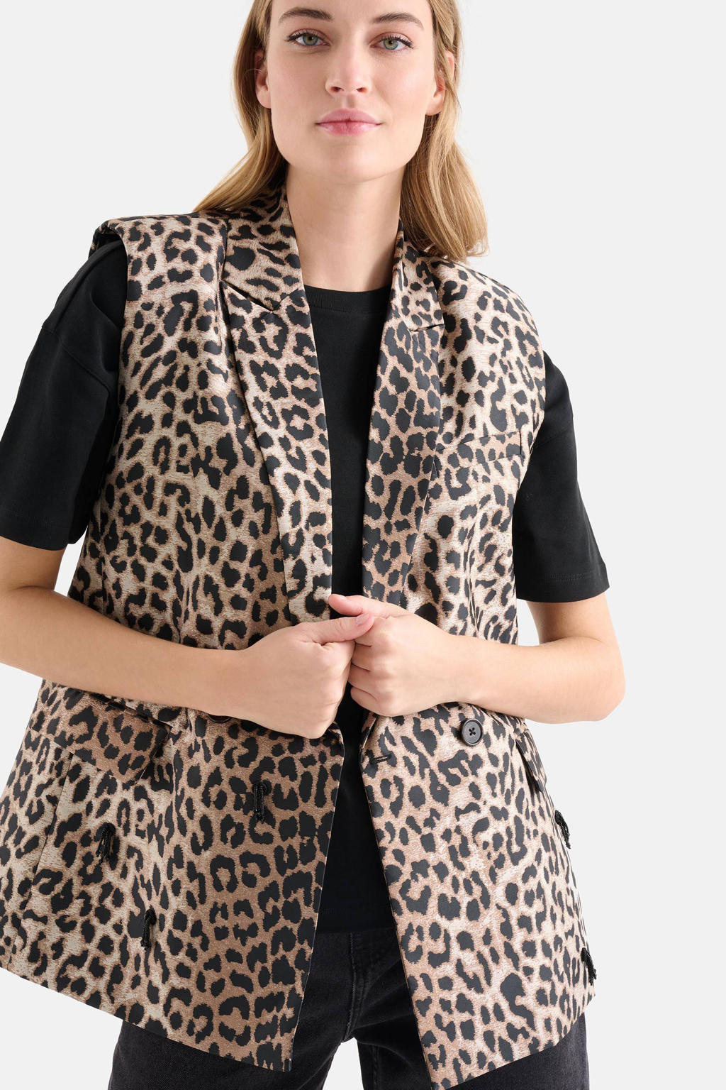 Shoeby gilet met dierenprint bruin | wehkamp