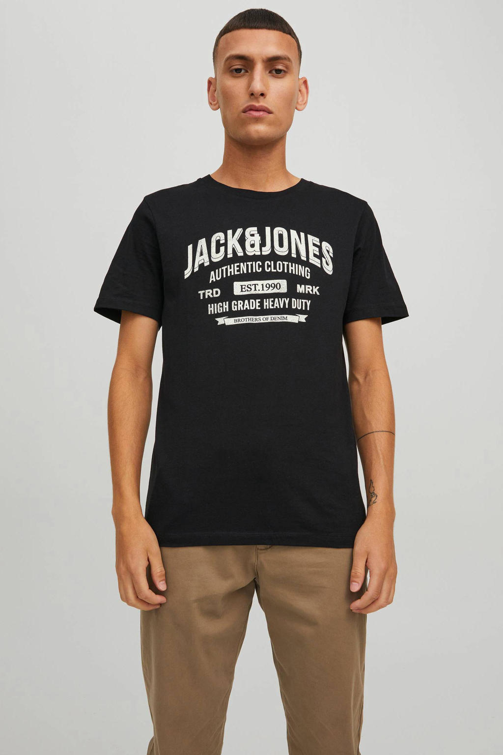T-shirt Uomo Jack Jones Maglietta Uomo Jack & Jones Jprbluhudson - Cotone Puro Crew Neck | T-Shirt Basic Con Stampa Marca T-shirt Basic Marca - Foto 9