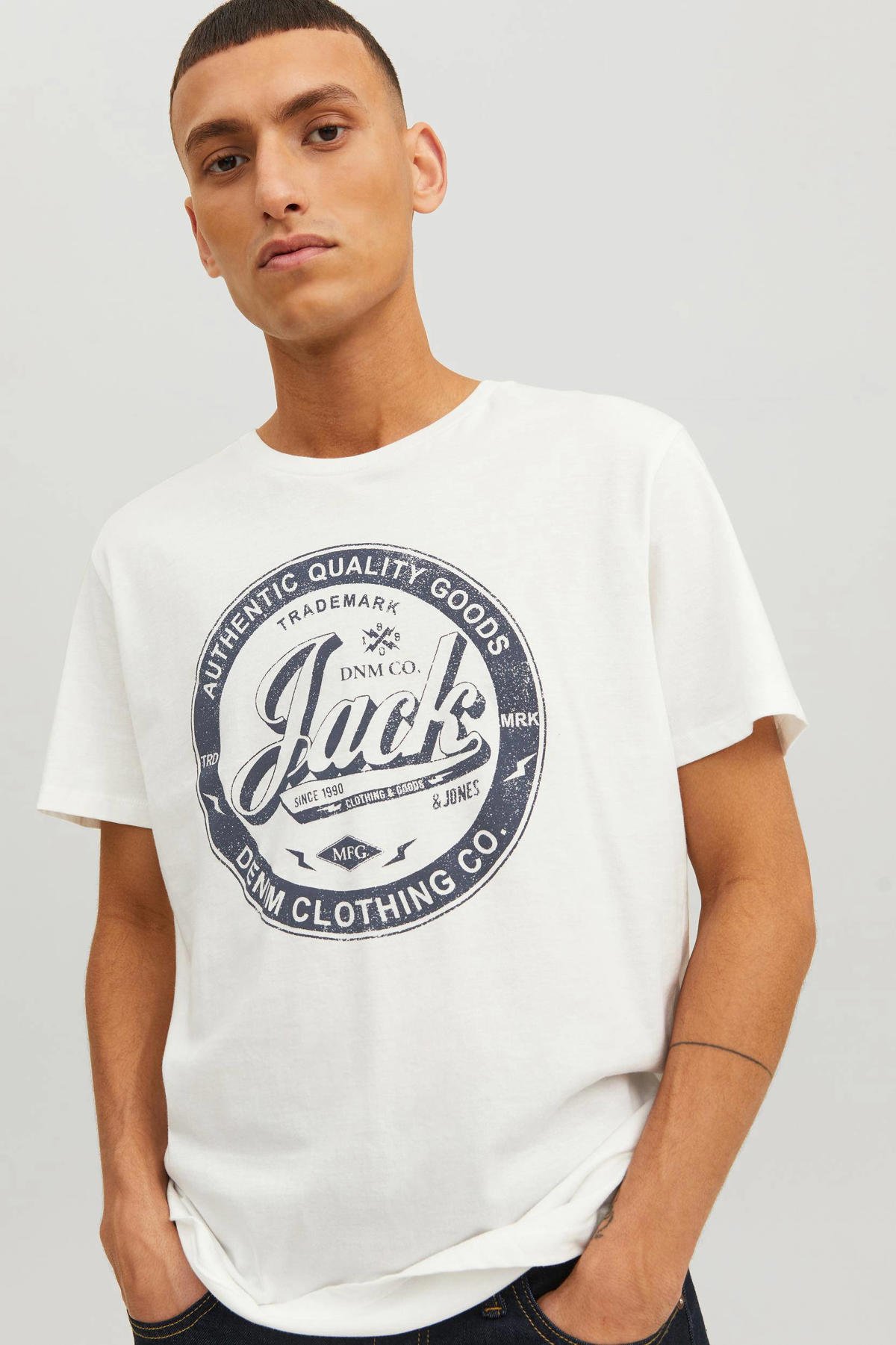 Jack & Jones T Shirt Homme Jack & Jones PREMIUM GEDRUCKT RUNDHALS - T-shirt Imprimé - Black/noir Chiné Nouvelle Collection