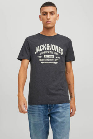 T-shirt JJEJEANS met printopdruk dark grey melange
