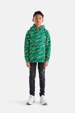 hoodie met all over print groen/zwart
