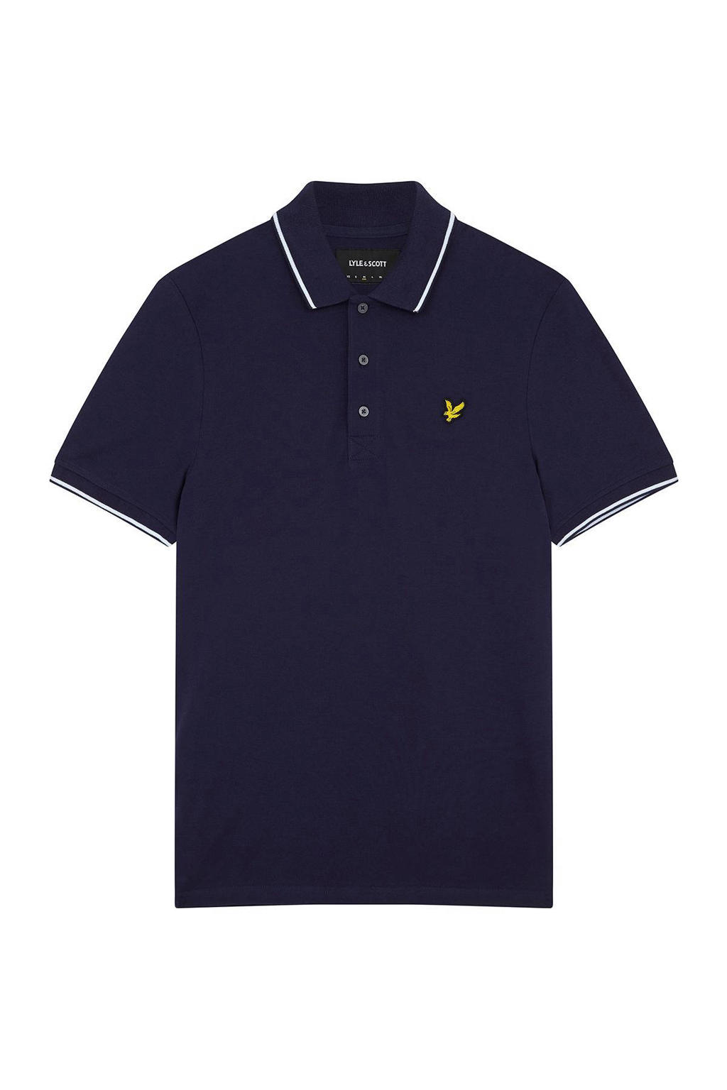 Lyle & Scott Loose fit polo met contrastbies navy white wehkamp