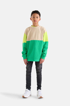 sweater groen/beige/limegroen