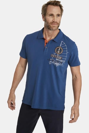 regular fit polo NICCO Plus Size met printopdruk blauw