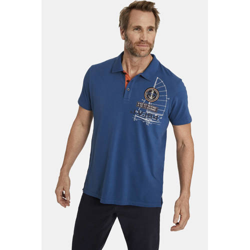 Jan Vanderstorm regular fit polo NICCO Plus Size met printopdruk blauw afbeelding
