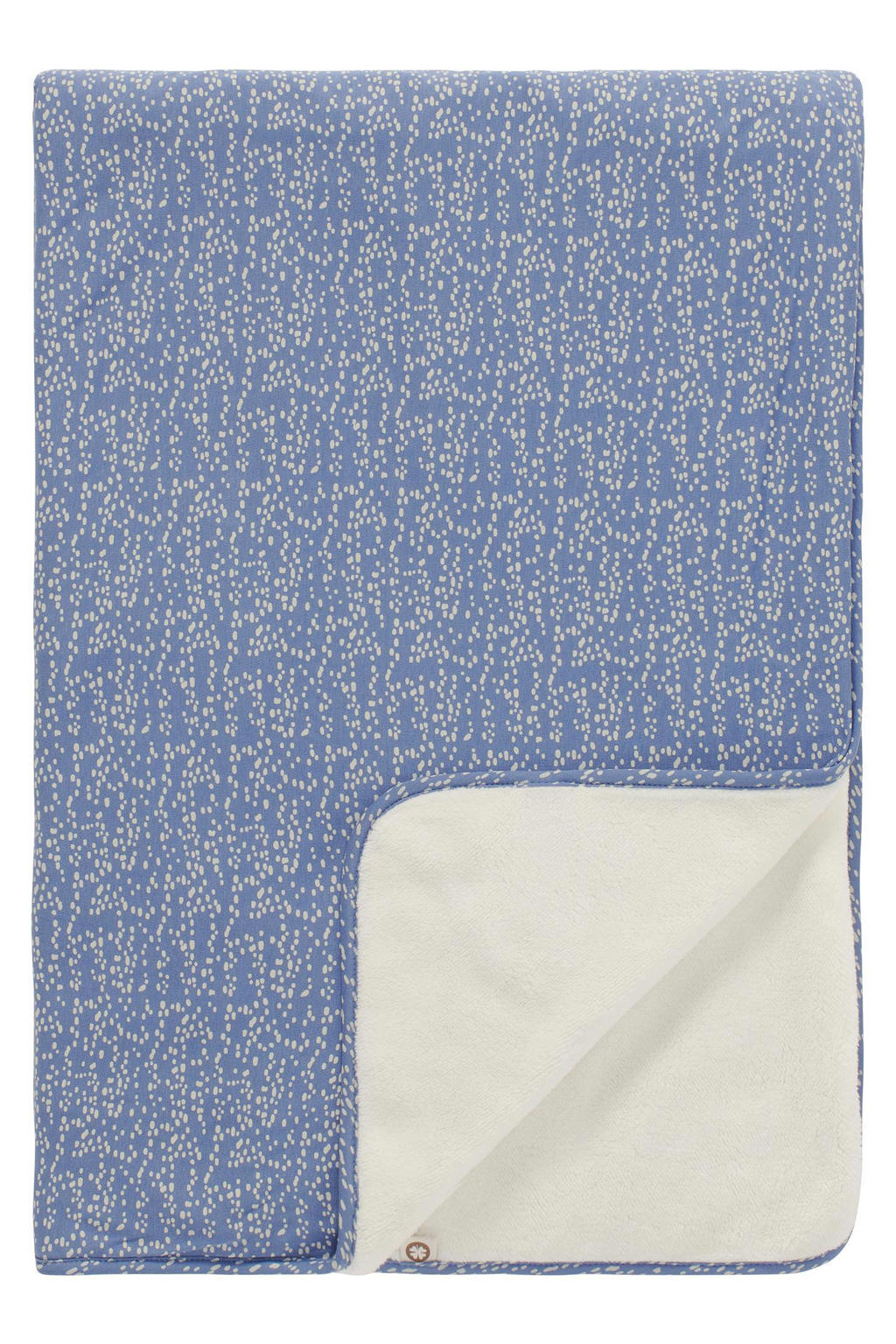 Noppies Teddy Fancy Dot reversible ledikantdeken teddy 100x140 cm Colony Blue