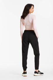 thumbnail: Zwarte dames anytime travel sport jogger van polyester met tapered fit, regular waist en elastische tailleband met koord