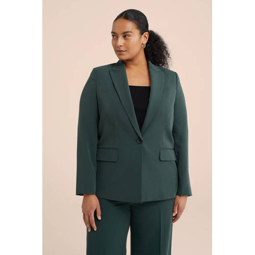 WE Fashion Curve aansluitende blazer donkergroen afbeelding