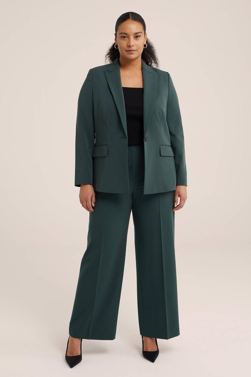 WE Fashion Curve aansluitende blazer donkergroen