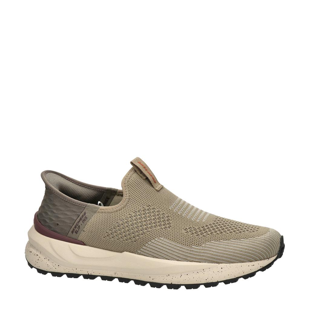 Taupe heren Skechers Bogdin Slip-ins sneakers van elastisch textiel