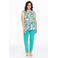 YOEK top DOLCE van travelstof met all over print wit/turquoise
