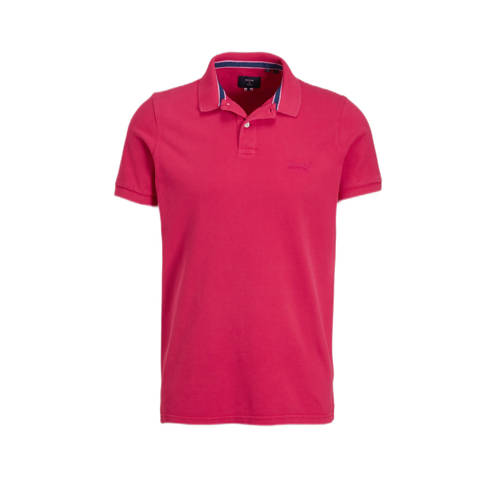 Superdry regular fit polo Destroyed raspberry pink