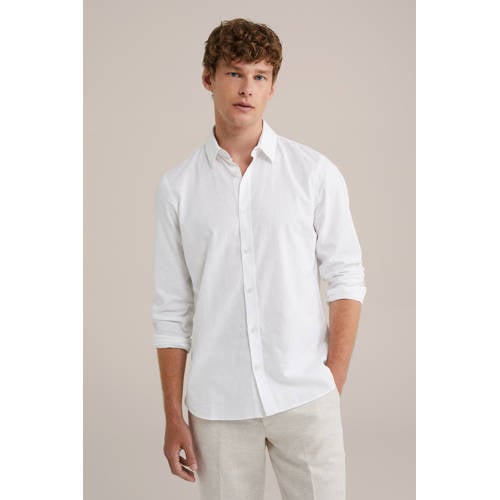 WE Fashion linnen casual overhemd wit afbeelding