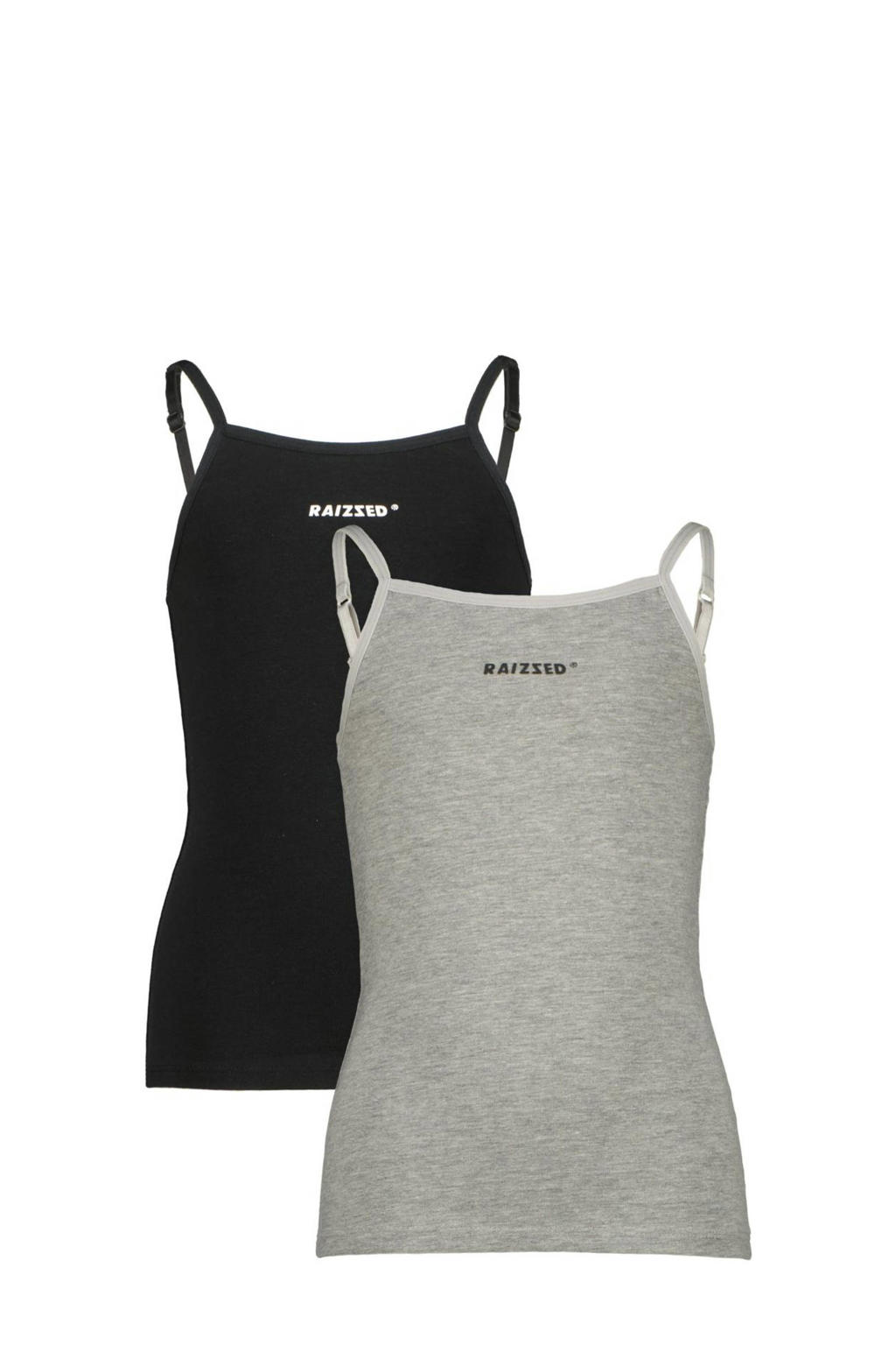Raizzed singlet Nora - zwart/grijs melange (set van 2)