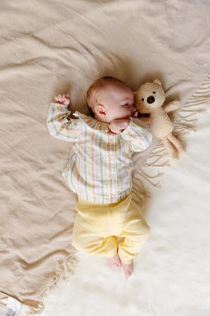 baby gestreepte blouse QSARENB lichtgeel/multicolor