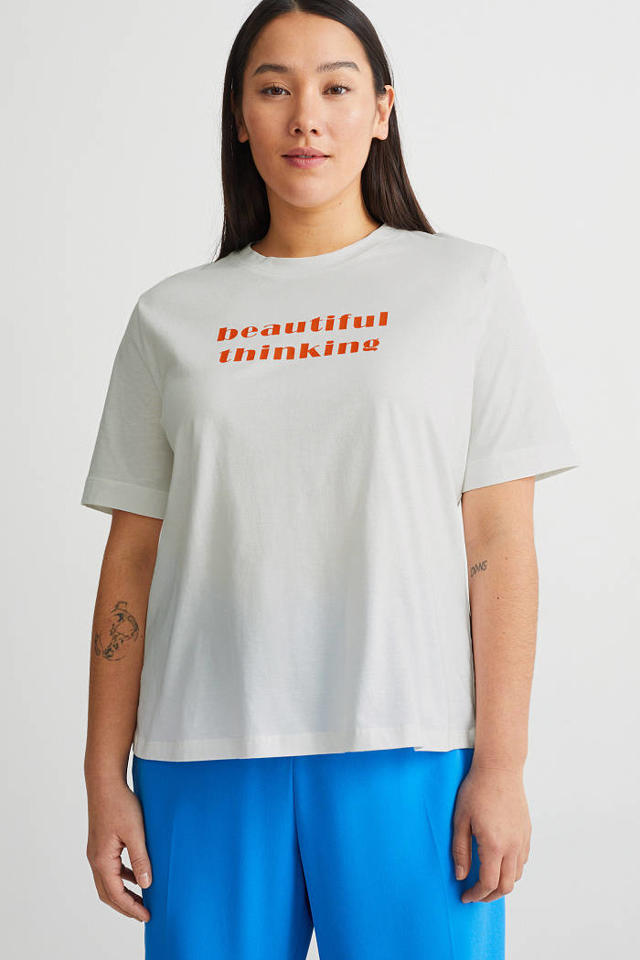 verlies uzelf Inhalen paneel C&A XL T-shirt met printopdruk wit | wehkamp