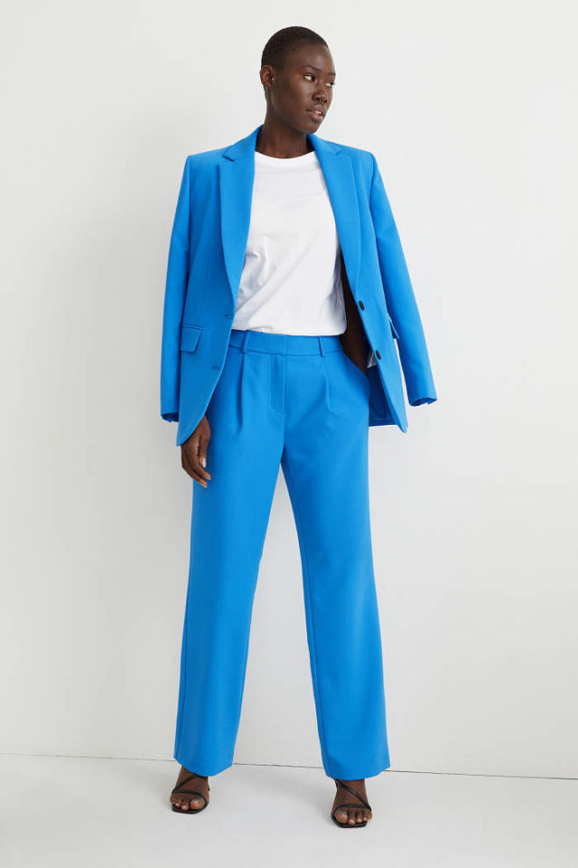 straight fit pantalon blauw | wehkamp