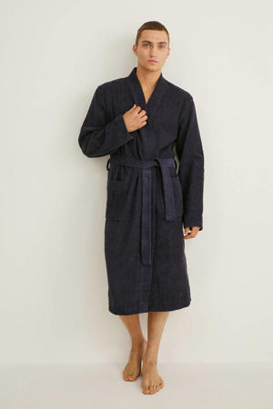 badstof badjas donkerblauw