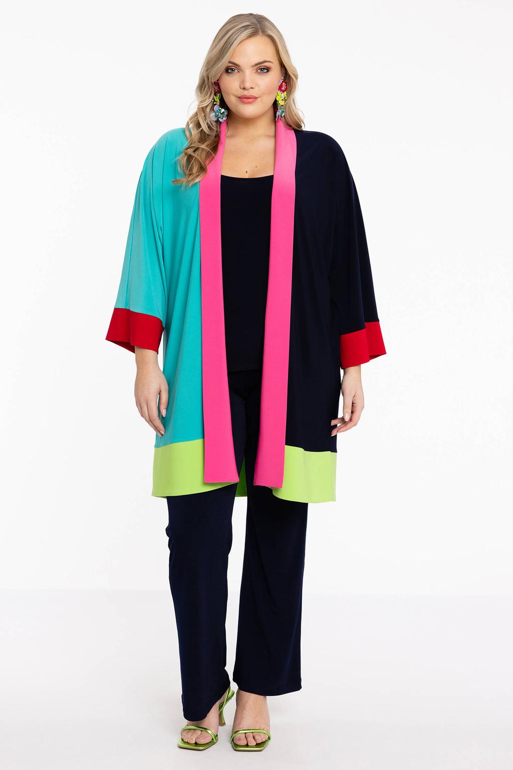 YOEK vest van travelstof donkerblauw/multi