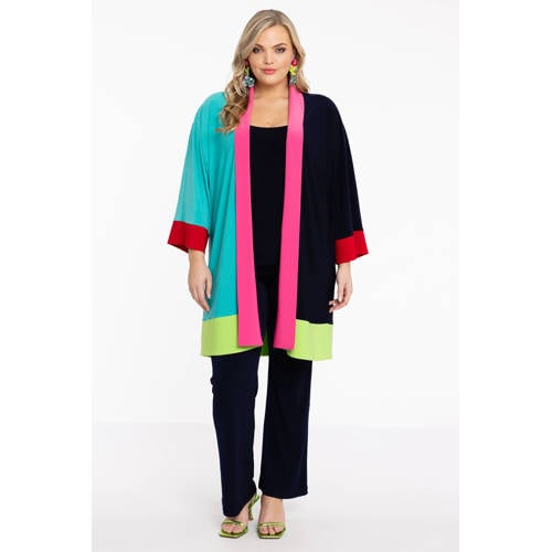 YOEK vest van travelstof donkerblauw/multi afbeelding