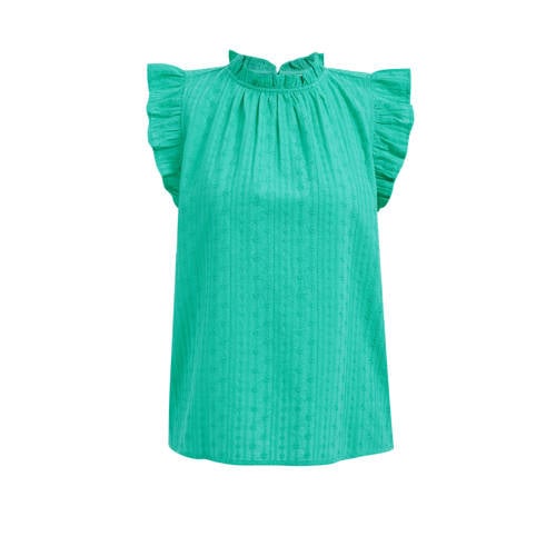 WE Fashion top met ruches groen