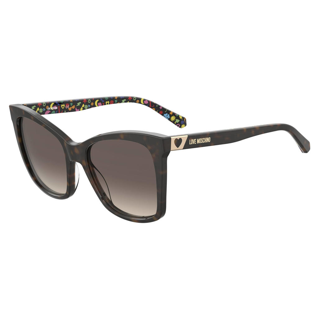 Love Moschino zonnebril met tortoise donkerbruin