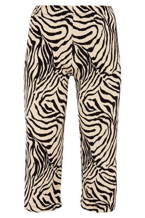 straight fit broek DOLCE van travelstof met zebraprint ecru/zwart
