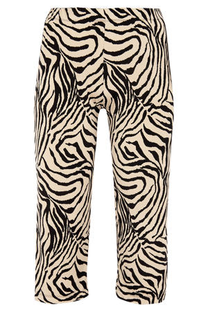 straight fit broek DOLCE van travelstof met zebraprint ecru/zwart